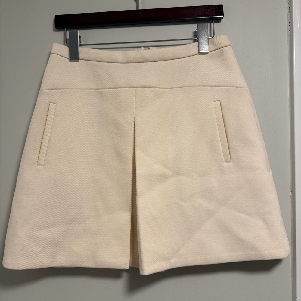 J. Crew Cream Pleated Front Skort